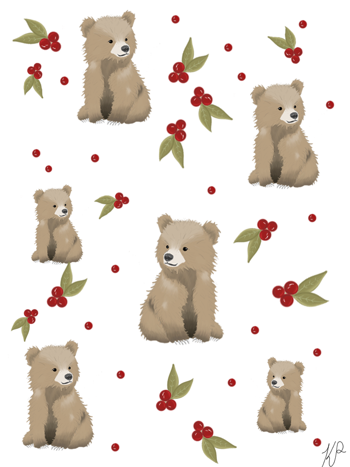 Bear and berries wrapping paper